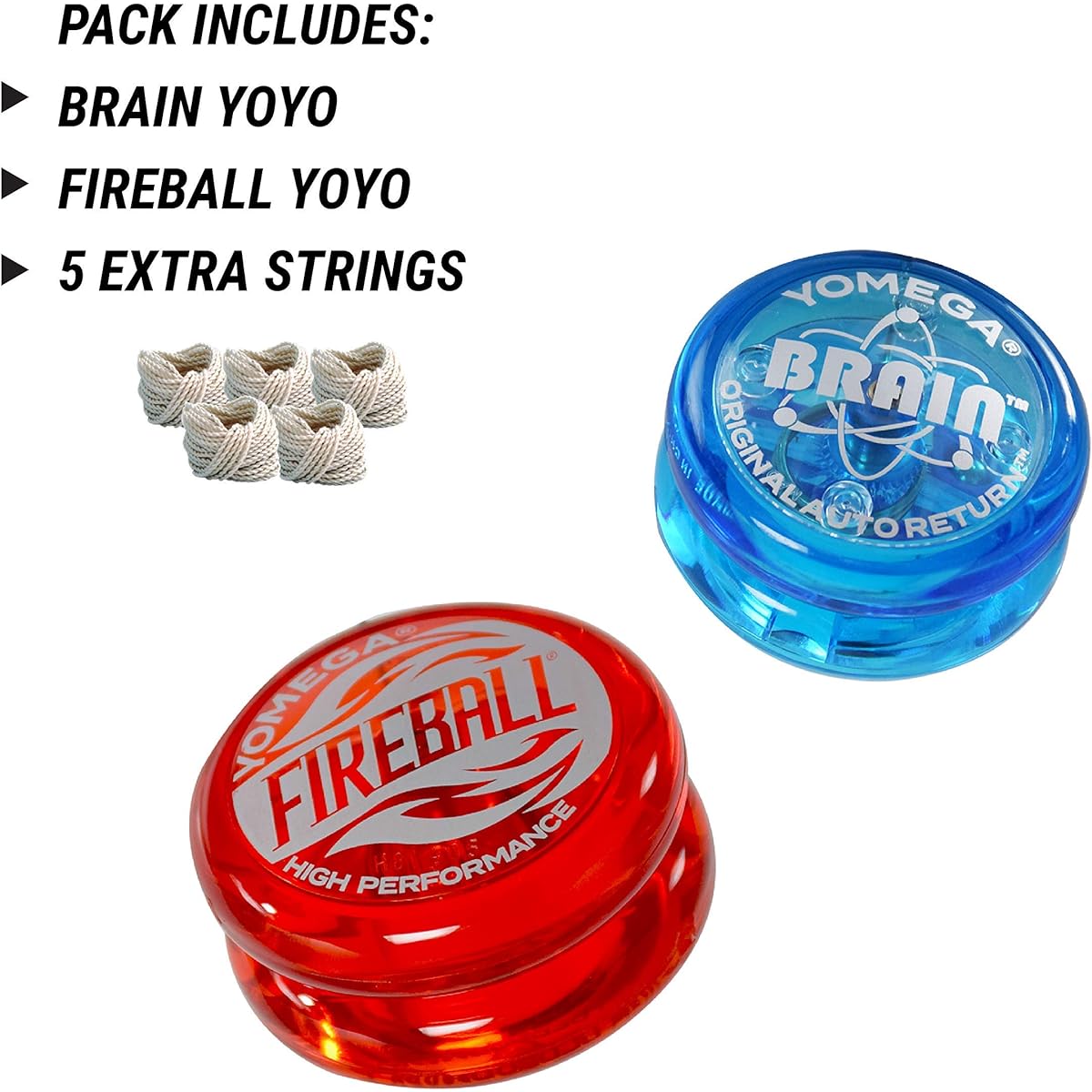 The traditional Yo-yos from Yomega, the Brain and Fireball, are the perfect gifts for kids and can be used by beginners to advanced players alike. Includes 5 extra strings.
