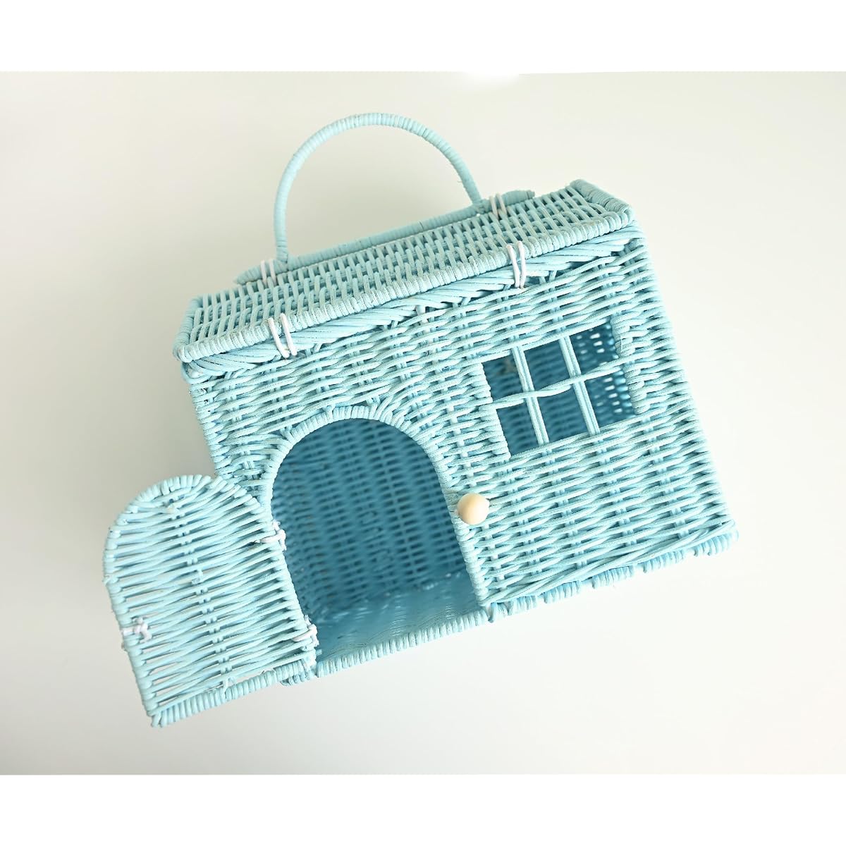 Rool Rattan House Shaped Basket Wicker Small Dollhouse Gifts Gifts for Girls Boho Toys Mouse in a Box House Little Girl Purse Clutch Doll Carrier