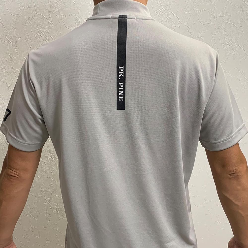 [PK. PINE] Golf T-shirt, Sweat T-shirt, Golf Wear, Mock Neck, Short Sleeve, Men's, Absorbent, Quick Drying, Used by Former Professional Baseball Players