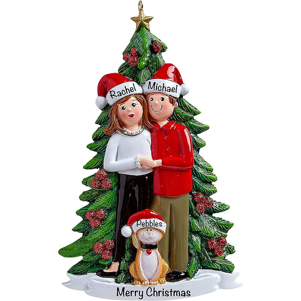 Personalized Christmas Ornaments 2021 - Christmas Couple Ornaments with Cats - Customized Ornaments for Couples - Polyresin Couple Christmas Ornaments 2021 - Unique Cat First Christmas Ornaments