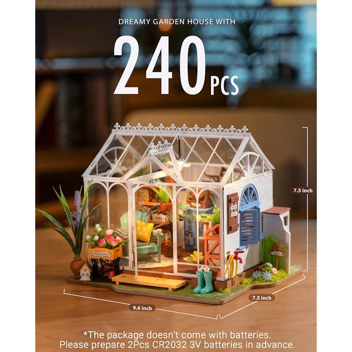 Rolife DIY Miniature Dollhouse Kit for Adults Mini Greenhouse Model Kit Minimono Craft Kit for Adults DIY Book Nook Kit