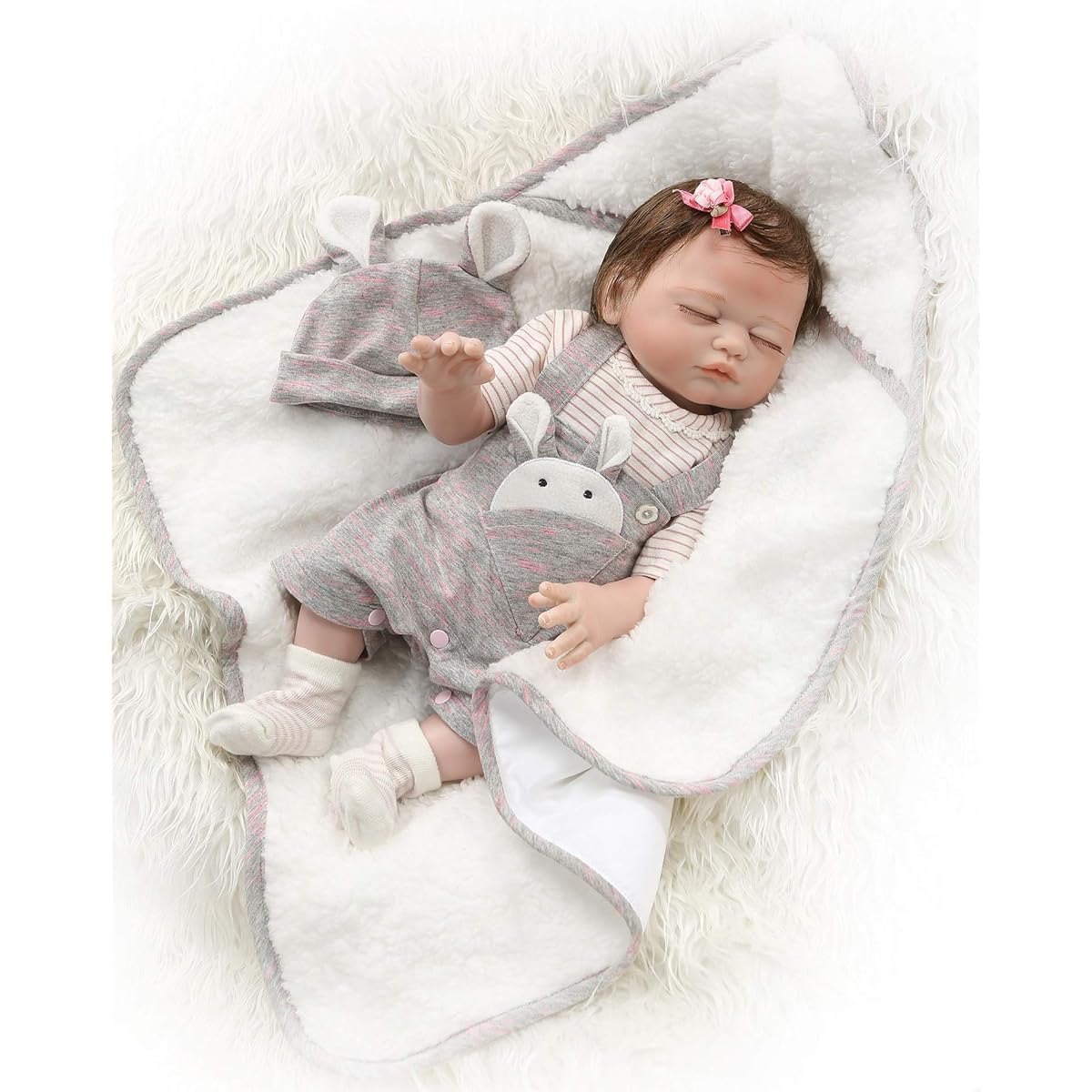 iCradle 20" 100% Handcrafted Lifelike Reborn Baby Soft Silicone Vinyl Doll Full Body Newborn Anatomically Correct Sleeping Girl Christmas Gift