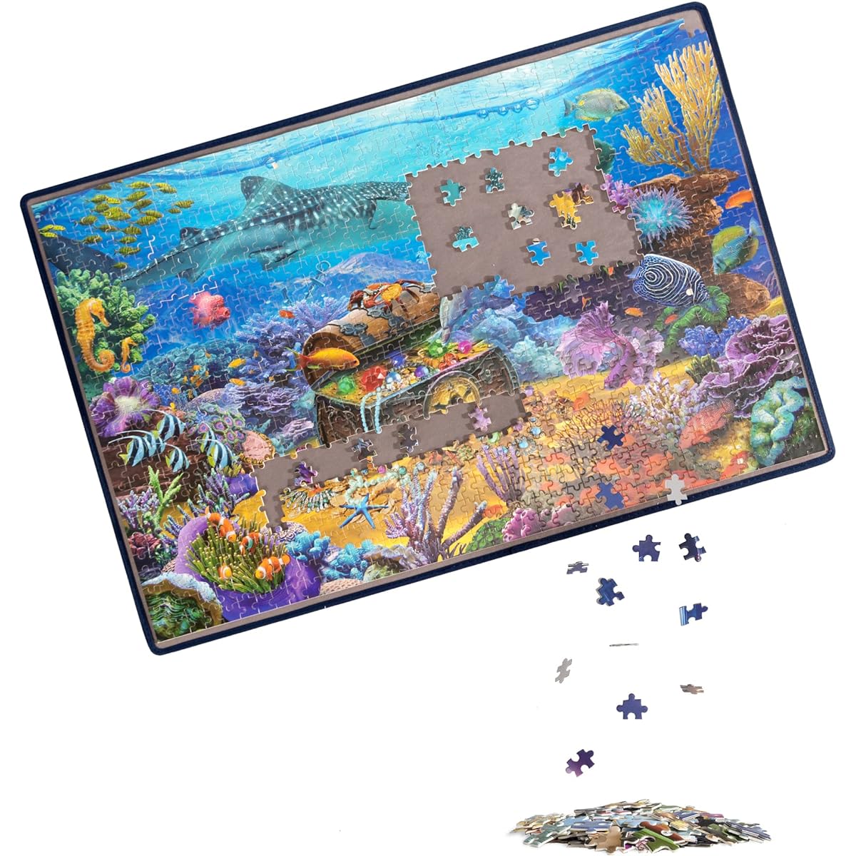 Becko Jigsaw Puzzle Board Portable Puzzle Mat Puzzle Storage Puzzle Saver Non-Slip Surface Up to 1000 Pieces (Grey)