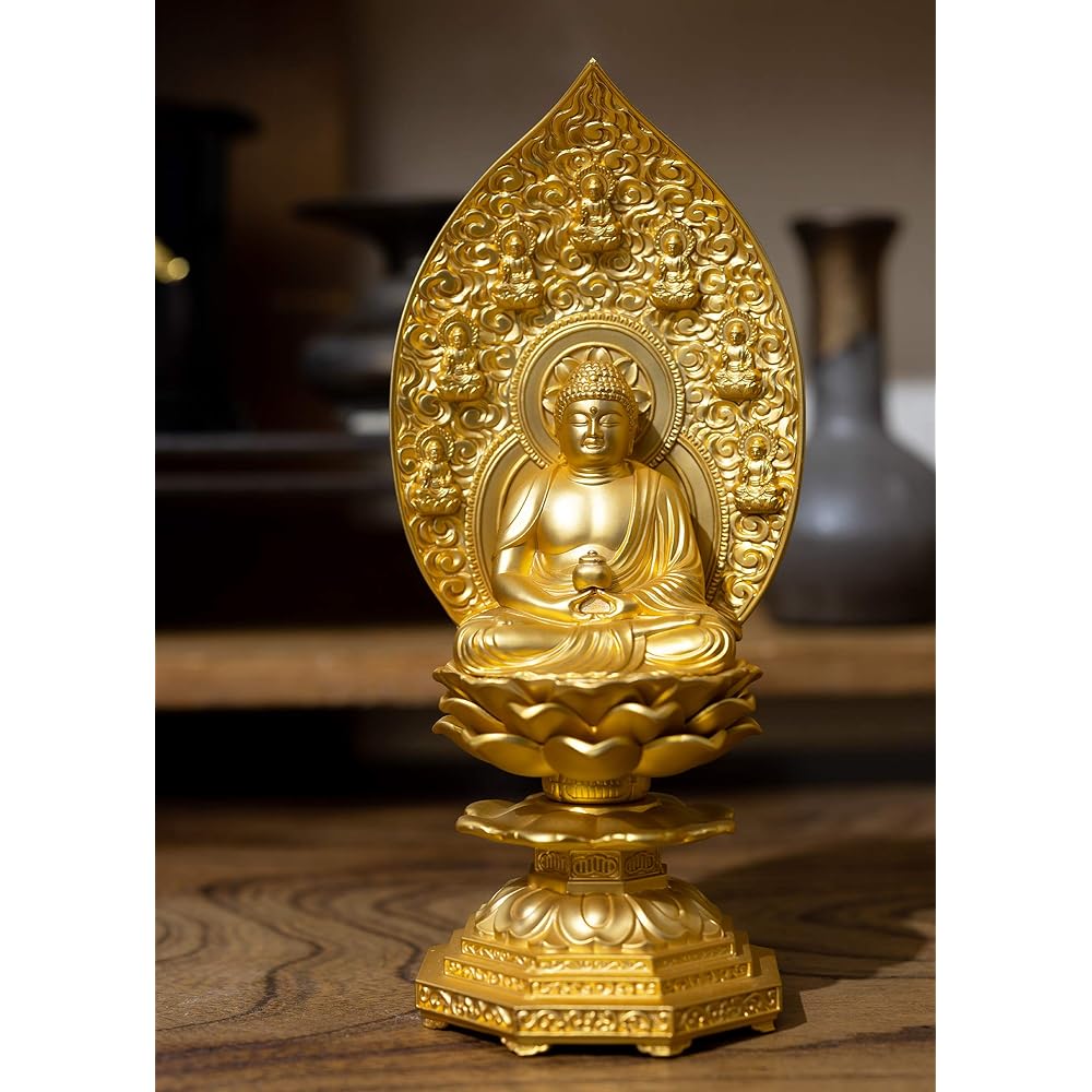 Buddha statue Yakushi Nyorai seated statue 18cm (gold plated/24K gold) Buddhist sculptor: Hideun Makita Original model _ "Tendai sect, Shingon sect, Rinzai sect" Takaoka bronze ware (Yakushi Nyorai za)