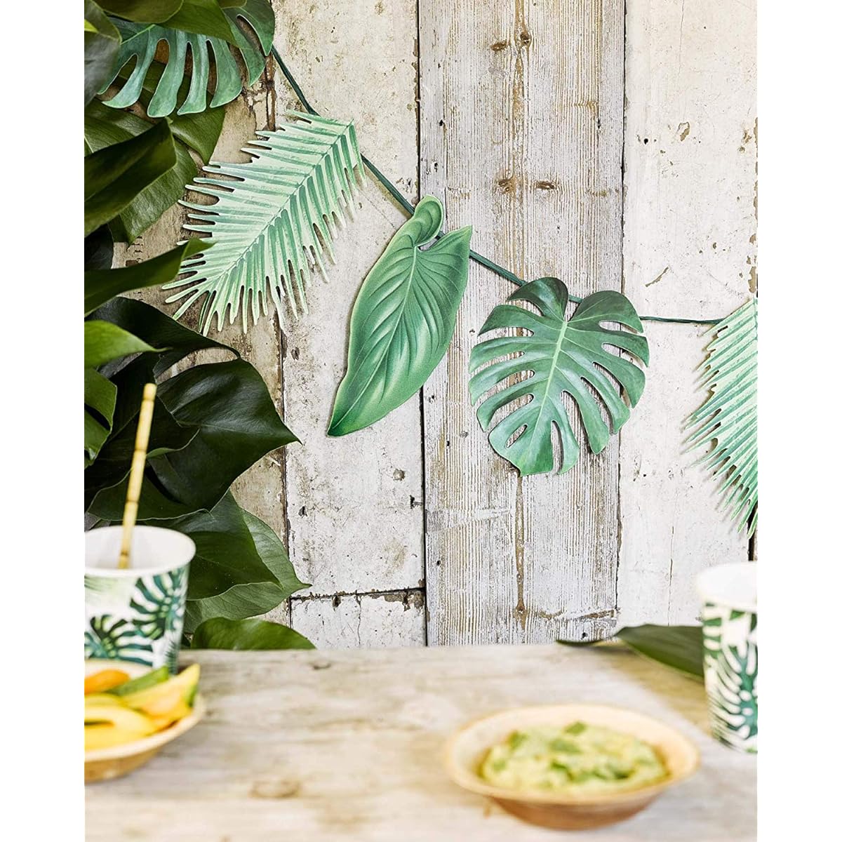 Talking Tables Tropical Fiesta Palm Leaves Garland Party Decorations 1.5m Long 5ft Green Pack of 2