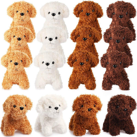 12 Pieces Mini Plush Dog Keychains Dog Party Favors Small Stuffed Animals Mini Soft Toys Fillers for Kids Carnival Prizes Birthday Party 4.8 Inch (Cute Style)
