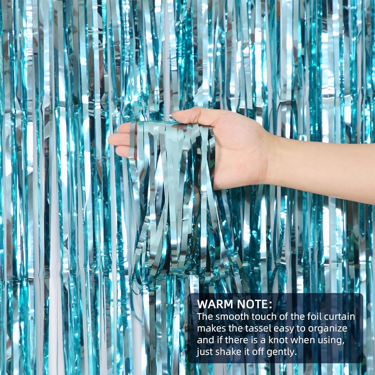 4 Pack 3.3ft x 8.5ft Blue Fringe Curtains Party Decorations Foil Fringe Curtains Backdrop Mermaid Under the Sea Party Decorations Tinsel Streamers Photo Booth Party Backdrop Wall (Blue)