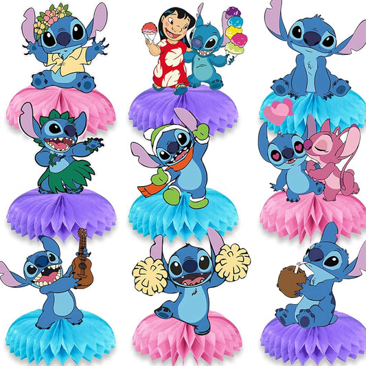 9 Pieces Stitch Honeycomb Centerpieces Table Honeycomb Centerpieces Lilo and Stitch Centerpieces Table Decorations Stitch Birthday Party Supplies Decorations