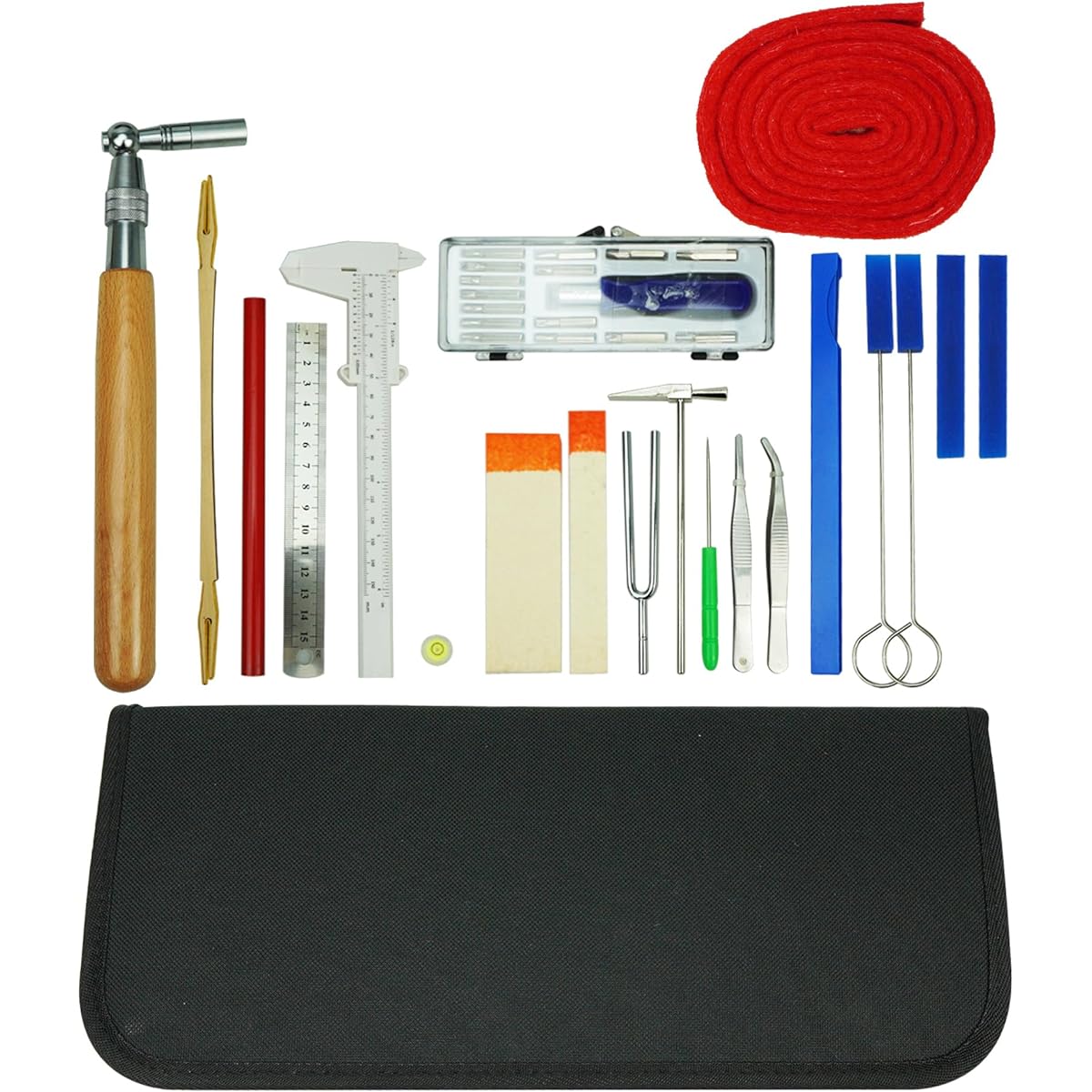 Professional Piano Tuning Kit Piano Tuner Tool Set Piano Tuning Hammer Tuning Wrench Wrench Fastener Tuning Mute with Portable Case for Professionals and Beginners 36 Pieces