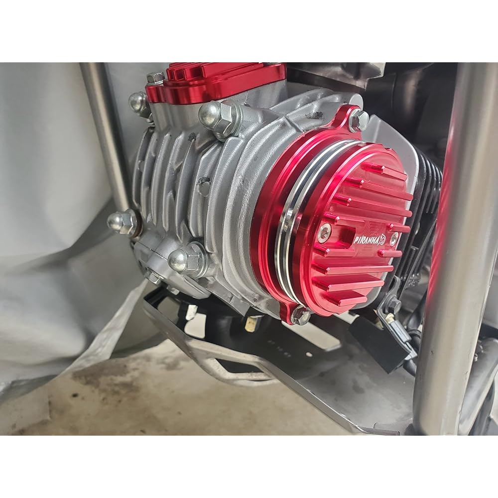 PIRANHA Heat Dissipation Side Cover Cylinder Head 3 Layer Fin Red Top Fin Engine Cooling Heat Sag Prevention CNC Aluminum Hunter Cub CT125 HONDA Honda