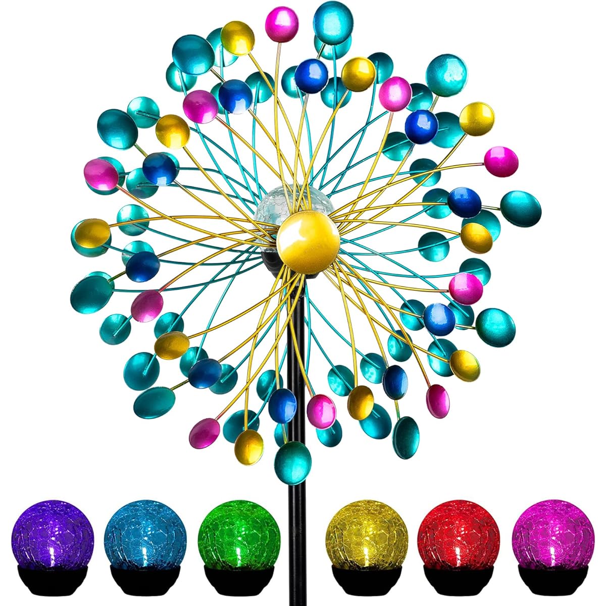 Solar Wind Spinner Multi-Color LED Lighting