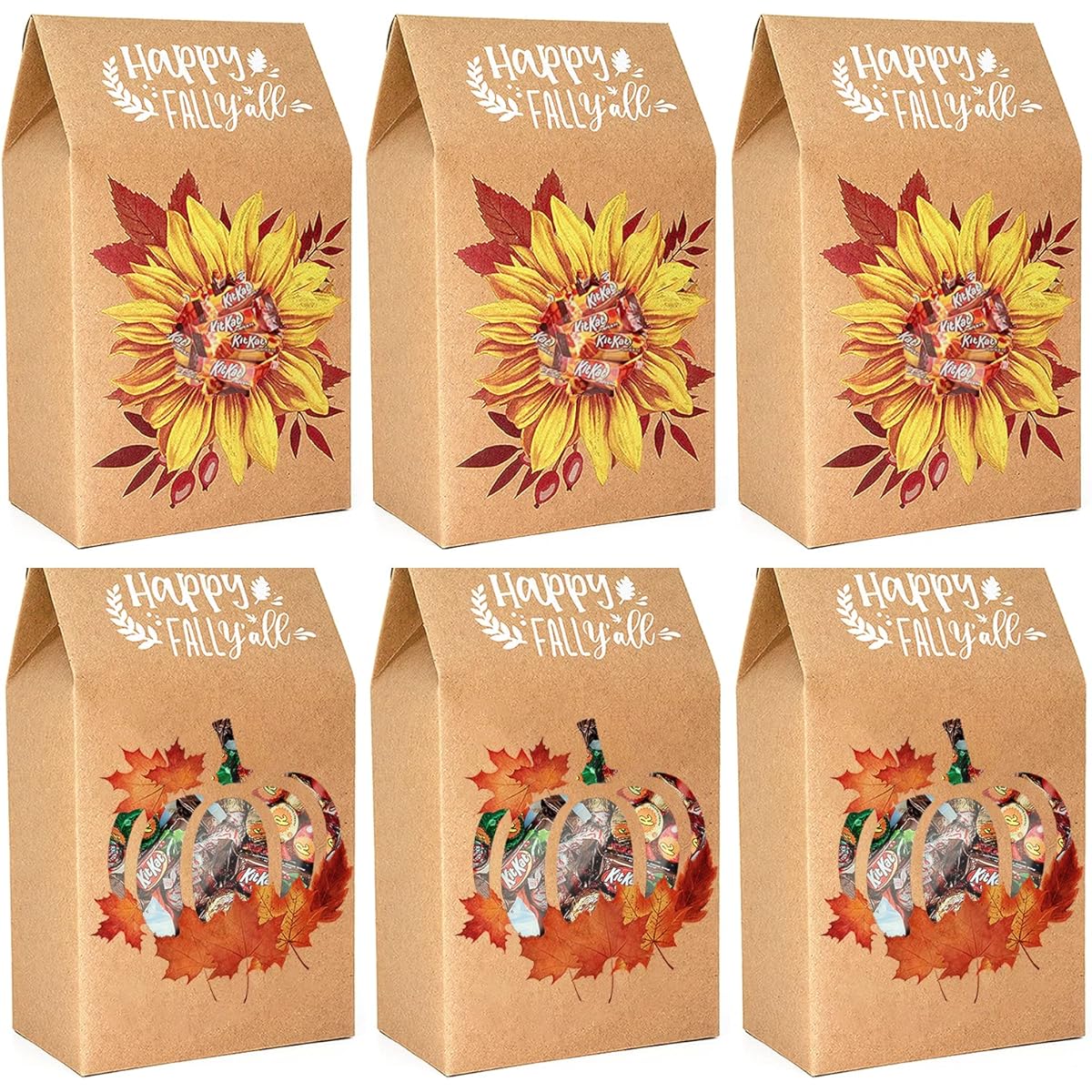 Thanksgiving Favor Boxes Gift Goodie Bags Cookie Treats Berkey Fall Harvest Party Boxes Fall Party Supplies Table Decorations 24pcs