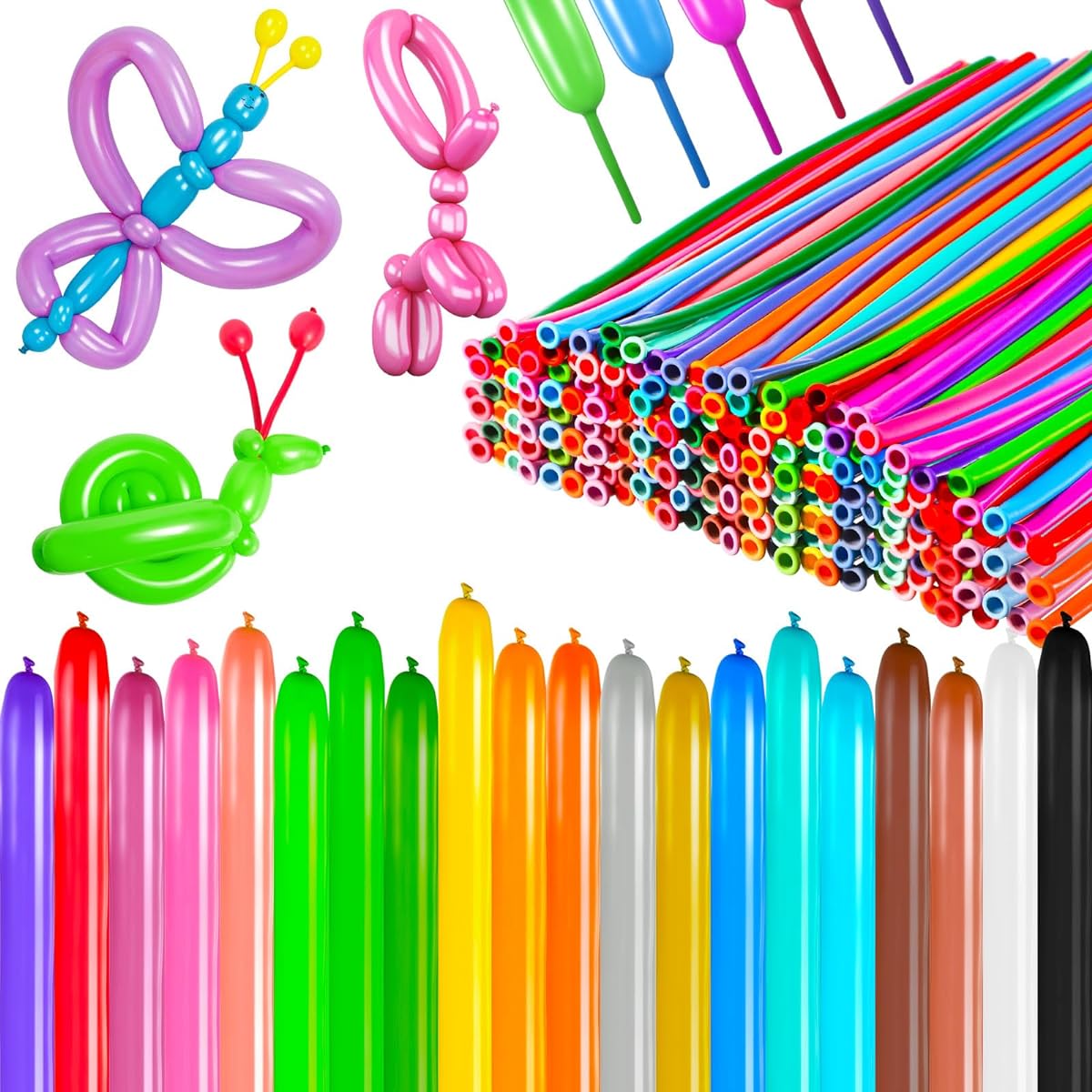 Lenwen 1000pcs Long Balloons Bulk 260 Balloons Latex Twist Balloons for Birthday Wedding Festival Clown Party Supplies (Multicolor)