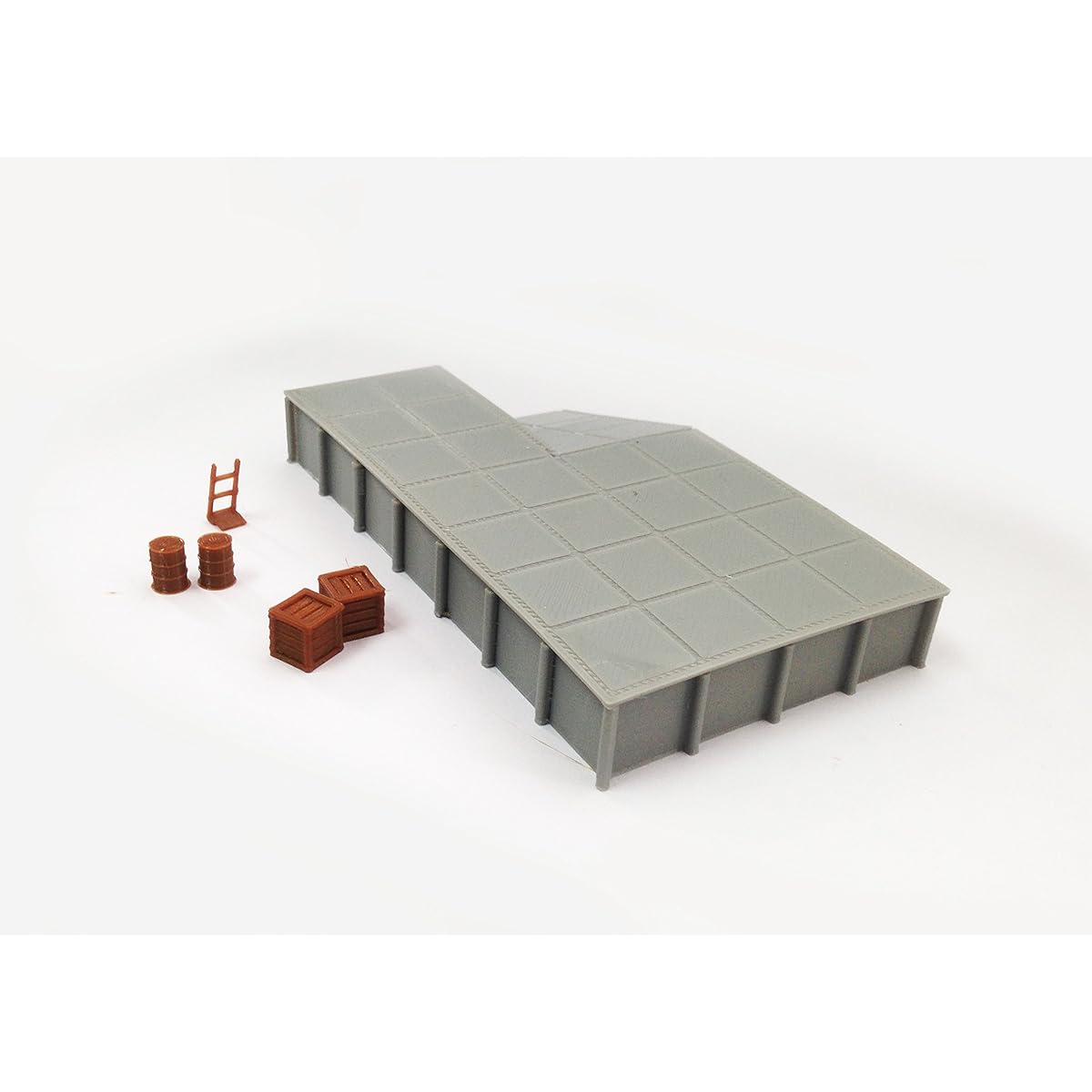 Outland Models Railway Platform/Loading Dock (Wide) w/Goods HO Scale