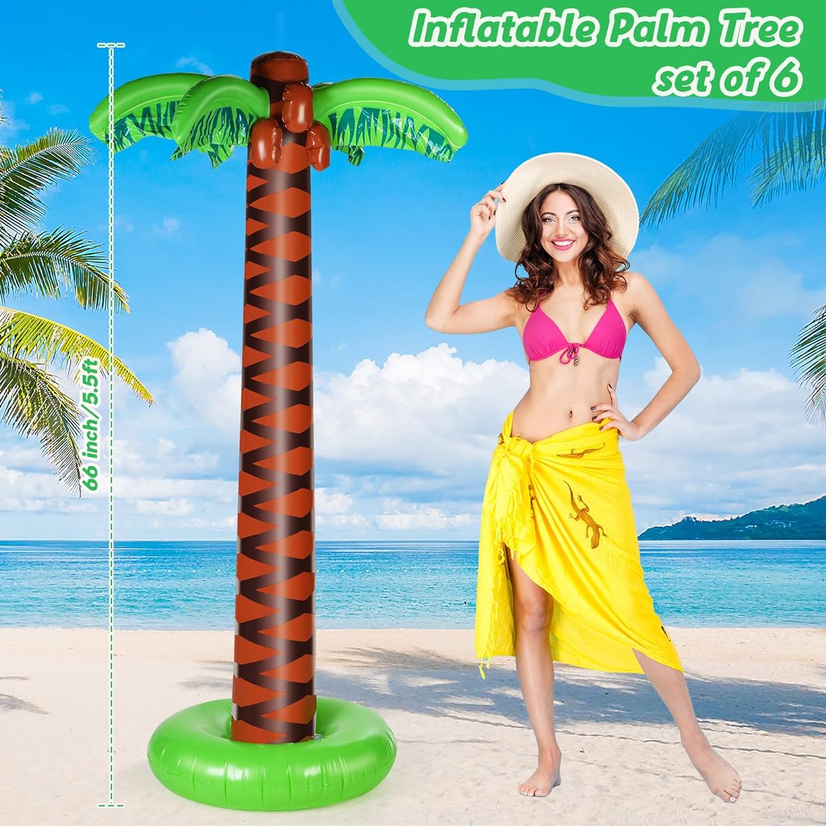 Inflatable Palm Tree Inflatable Coconut Tree Heavy Duty Luau Party Palm Tree 66 Inches Tall Inflatable Palm Tree Summer Tropical Beach Hawaiian Party Decorations