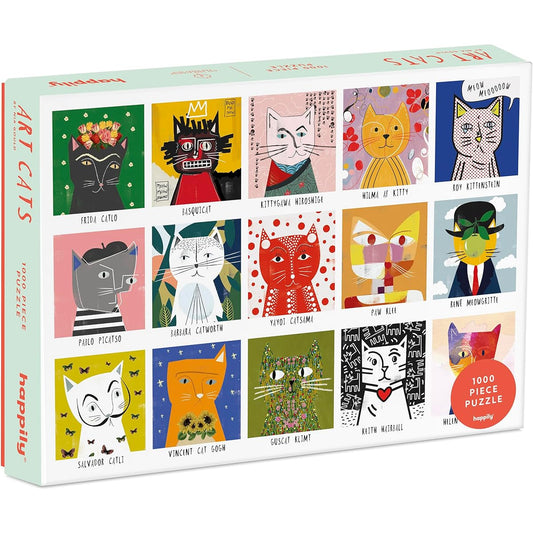 Art Cats/1000 Piece Jigsaw Puzzle for Adults Happy Puzzles for Adults/Cat Themed Illustrations/Nia Gould/Adult Jigsaw Puzzles/Cat Jigsaw Puzzles 1000/Gifts for Cat Lovers/Gifts for Mom