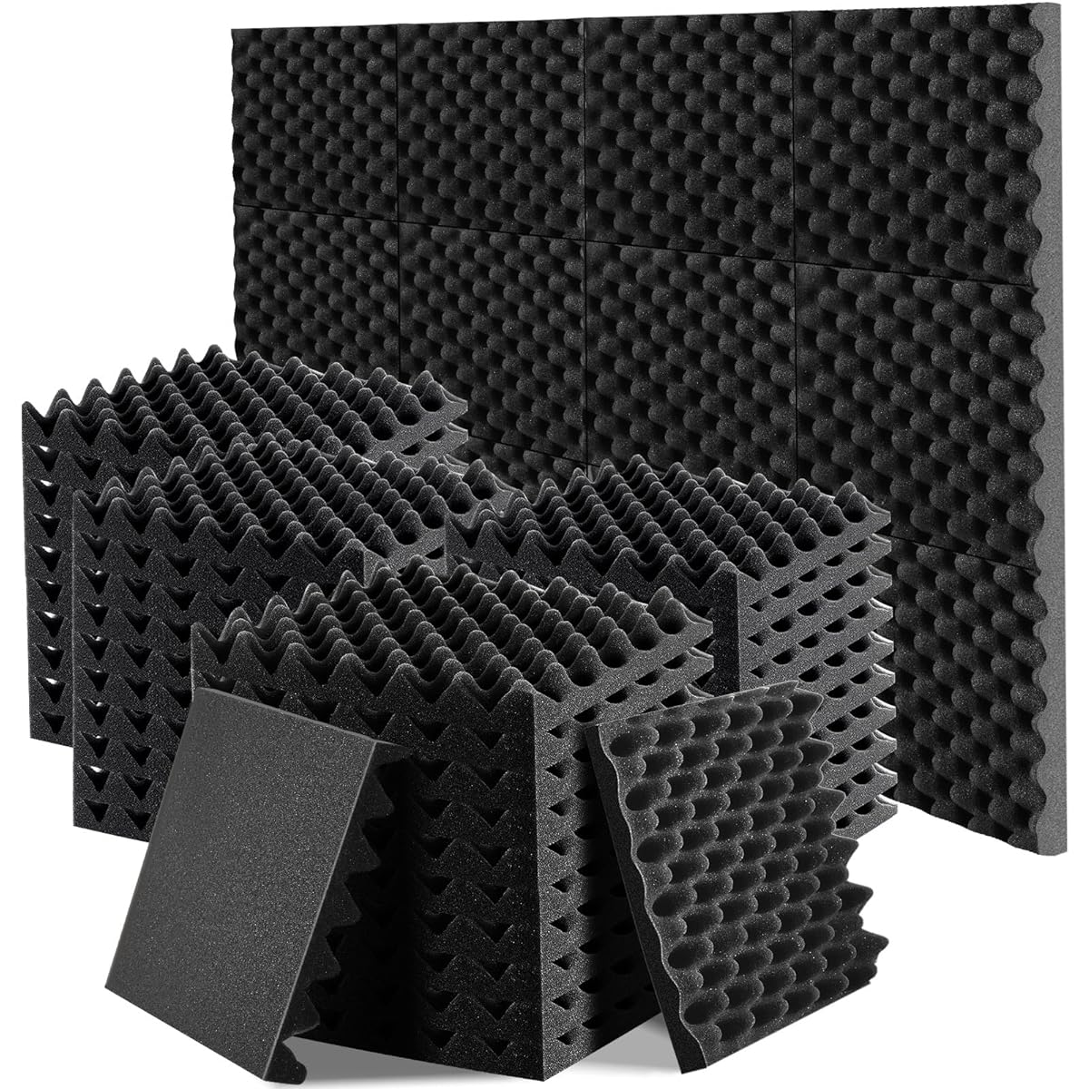 Pangda 1.5 x 12 x 12 Inch Egg Carton Soundproofing Pad Egg Carton Acoustic Foam Panel Flame Retardant Acoustic Panel Door Soundproofing Kit for Wall/Door Soundproofing (72 Pieces)