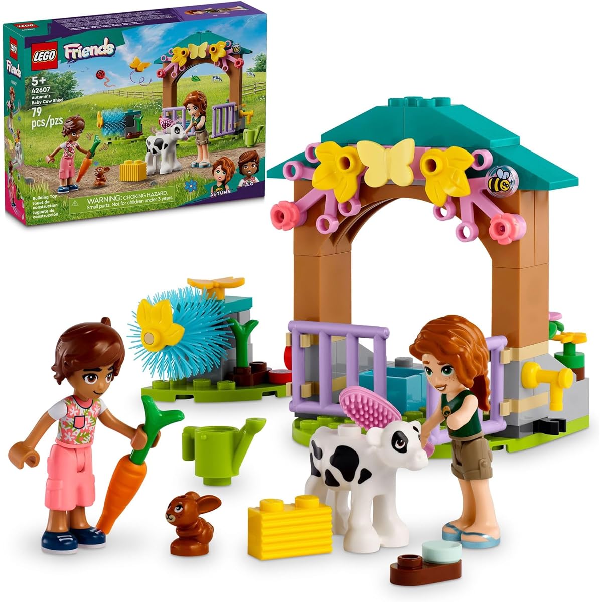 LEGO Friends Autumn Babies Cow Barn Farm Animal Toy Playset with 2 Mini Dolls, Calf and Bunny Figures, Gift for Girls and Boys Ages 5+, 42607
