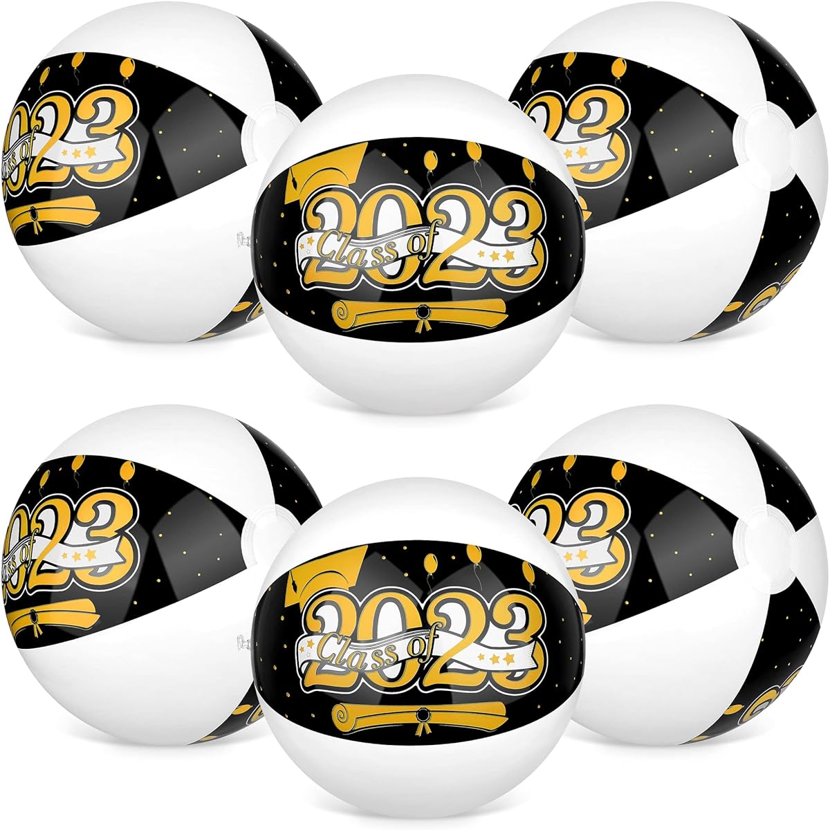 Fovths Graduation Beach Balls, Graduation Party Supplies Large Beach Balls Beach Supplies Summer Pool Beach Indoor Outdoor Water Games 6 Pack