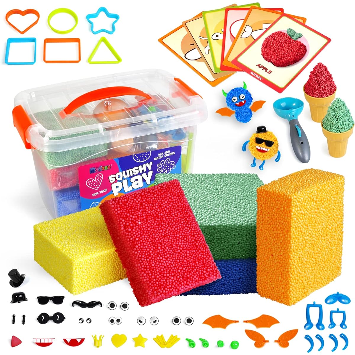 Modeling Clay Foam Beads Play Kit 5 Blocks Sensory Toy Fine Motor Skills Toys for Kids Preschool Educational Learning Toys