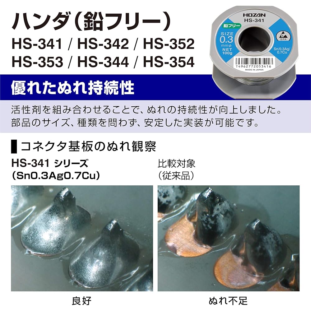 HOZAN Lead-free solder Lead-free solder Sn-0.3Ag-0.7Cu Lead-free solder Weight 100g HS-341