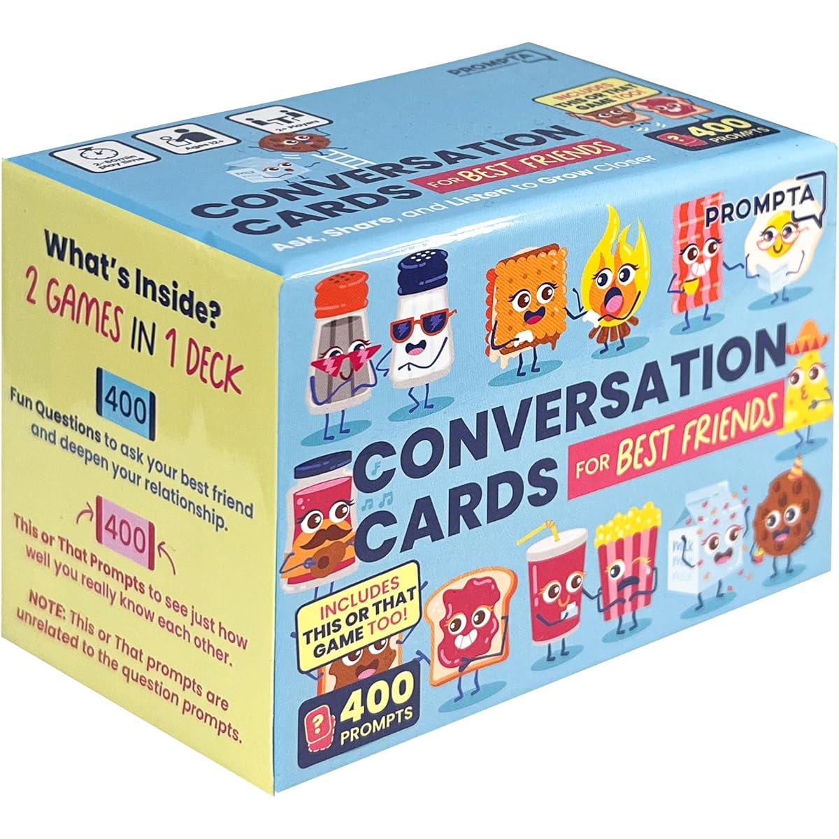 Conversation Cards for Best Friends - 400 BFF Questions and 400 Fun This or That Topics for Adult Best Friends, Teens, Couples - Chatty Conversation Starters Best Friend Games Grow Closer
