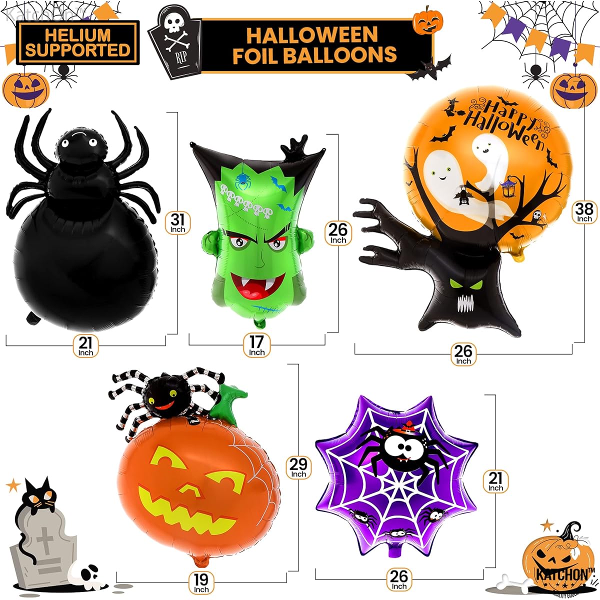 Halloween Garland Balloon Kit Foil 8 Pack Halloween Arch Balloons for Halloween Decorations Halloween Latex Balloons Halloween Birthday Party Supplies Halloween Party Decoration Kit