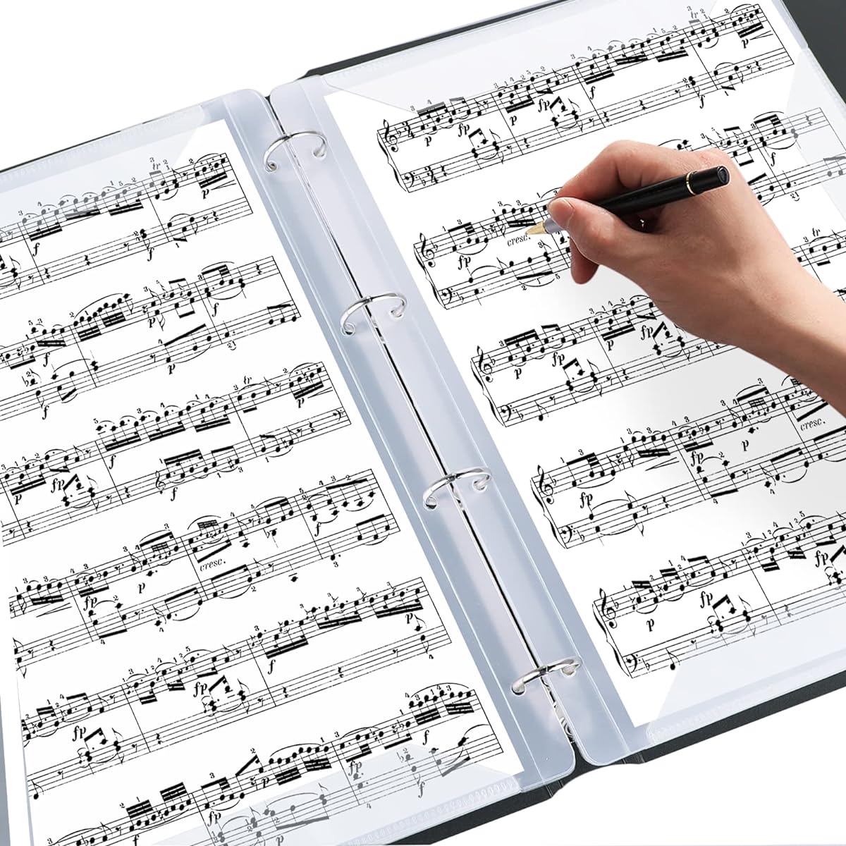 Sheet Music Folder 20 Pockets Display 40 Pages Removable Sheet Music File Paper Storage Folder File Folder A4 Size Binder Organizer Music Stand File Artwork Drawing Direct Page Writing