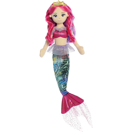 Aurora World Sea Sparkles Mermaid Plush, Rainbow Fuchsia