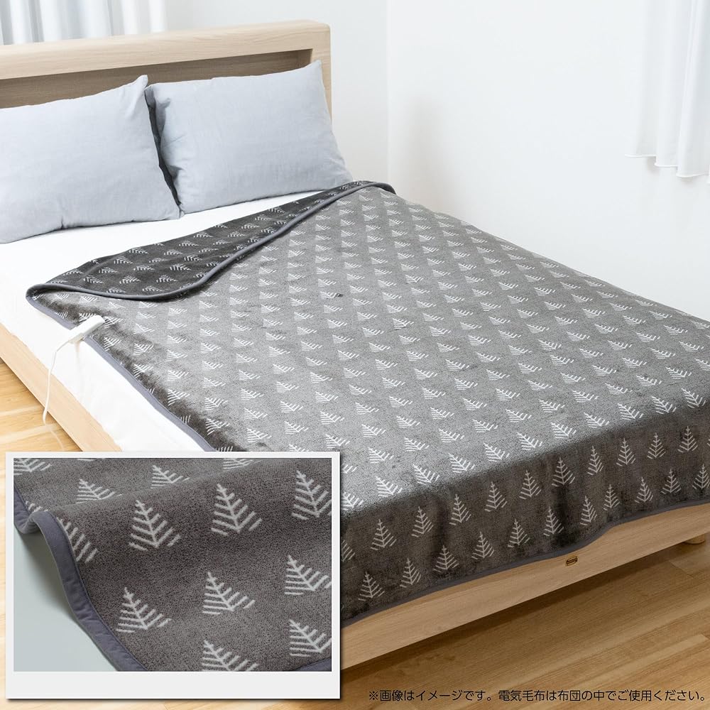 KODEN Electric Blanket, Bed, Single, 188 x 130 cm, Flannel, Gray, Washable, Room Temperature Sensor, Slide Temperature Adjustment, Dust Mites Removal VWB551R-HK