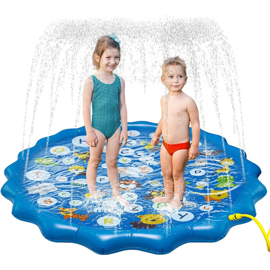 Arfbear Splash pad for Kids, 68" Kiddie Pool Splash Pads for Toddlers 1-3 Summer Outdoor Water Spray Play Mat Wading Pool Inflatable Baby Kids Water Toys