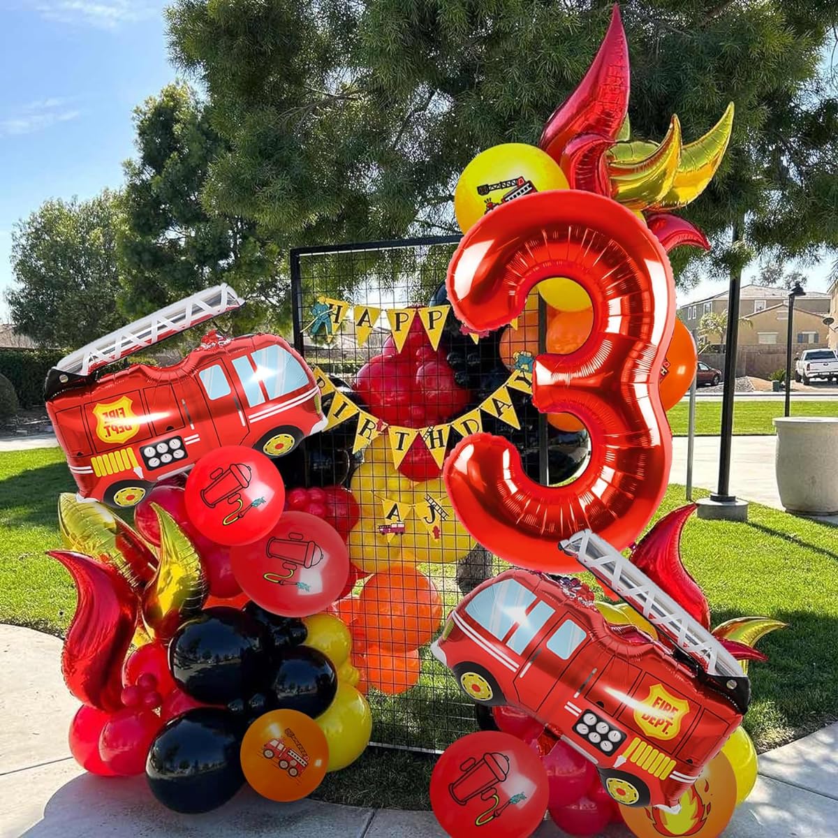 Fire Truck Party Decorations, Fire Engine Birthday Party Balloons, 21pcs Jumbo Fire Truck Balloons for Campfire Hunting Decorations Rescue Theme Party, Firefighter Party Supplies