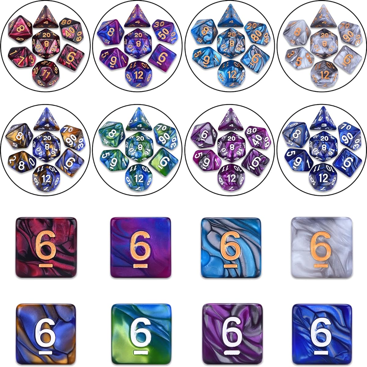 DND Dice Set 30 x 7 (210 Pieces) Polyhedral RPG Dice for Dungeons & Dragons MTG Tabletop Role Playing Adventure Game with Large Drawstring Bag
