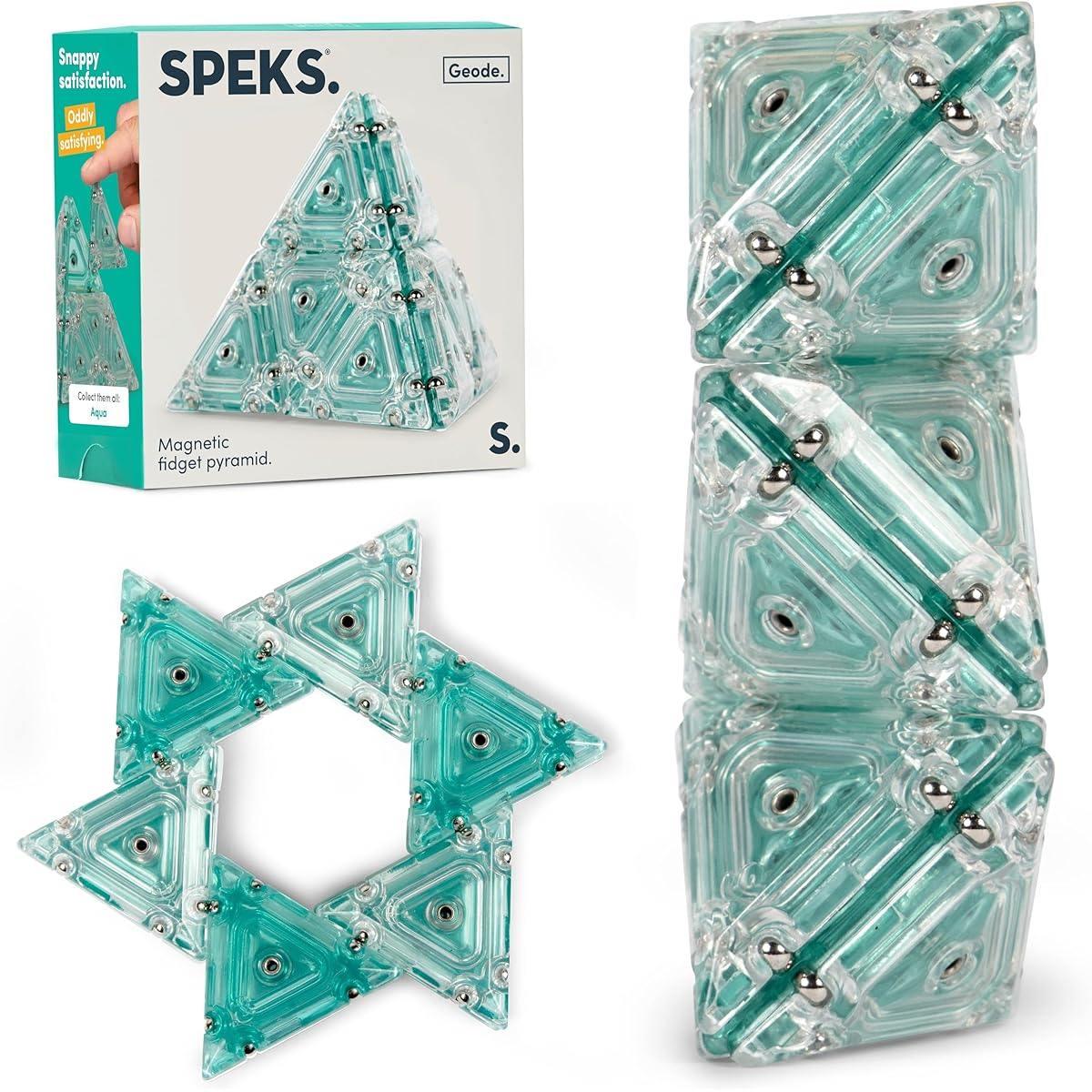 Speks Geode Pyramid 12 Piece Building Set Aqua Fun Desk Toy for Adults