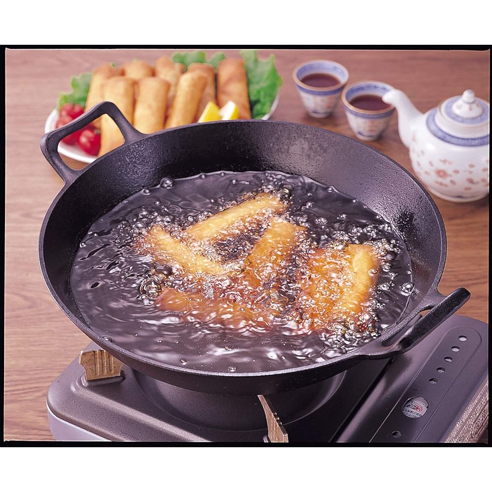 Iwachu Wok Deep (Medium) Black Inner Diameter 31.5cm For Open Fire Nambu Ironware 21052
