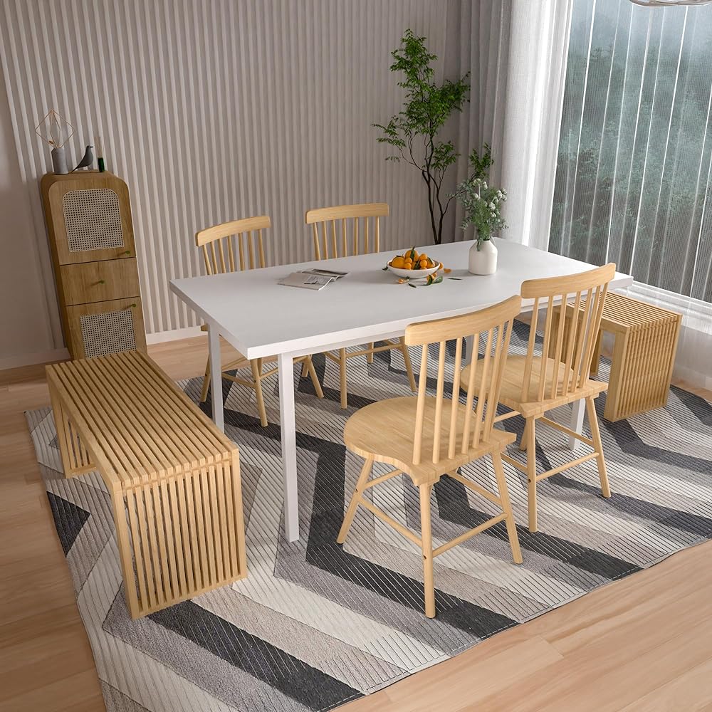 APRTAT Dining Chairs, Set of 2, Chairs, Chair, Wooden, Natural Wood, Scandinavian, Stylish, Dining Chair, Chair with Backrest, Wooden Chair, Scandinavian Furniture, Wide Seat, Muji, Tools Included, Natural