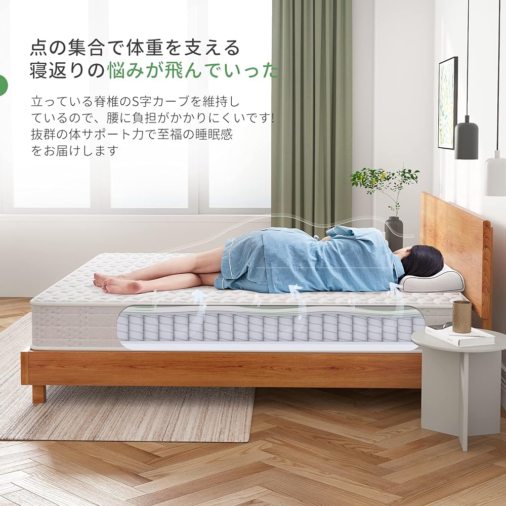 Novilla Mattress Queen Size Extra Thick 20cm High Resilience Mattress Pocket Coil Bed Mattress Pure White Cloud Line Diameter 2.1mm Spring Mattress Body Pressure Dispersion No Bottoming Feeling (Queen)