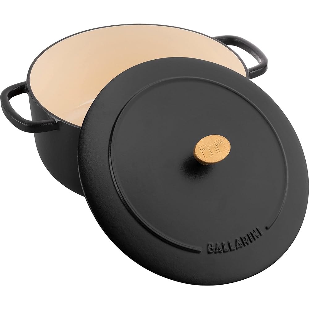 Ballarini "Bellamonte Round 24cm Truffle Black" Two Handed Pot Cast Enamel Pot IH Compatible [Authorized Japanese Product] Z1023-626
