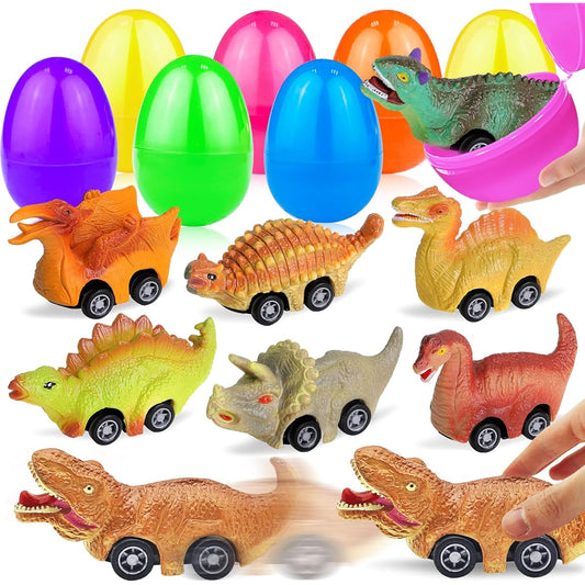 AMENON Easter Eggs with Dinosaur Car 8 Pack