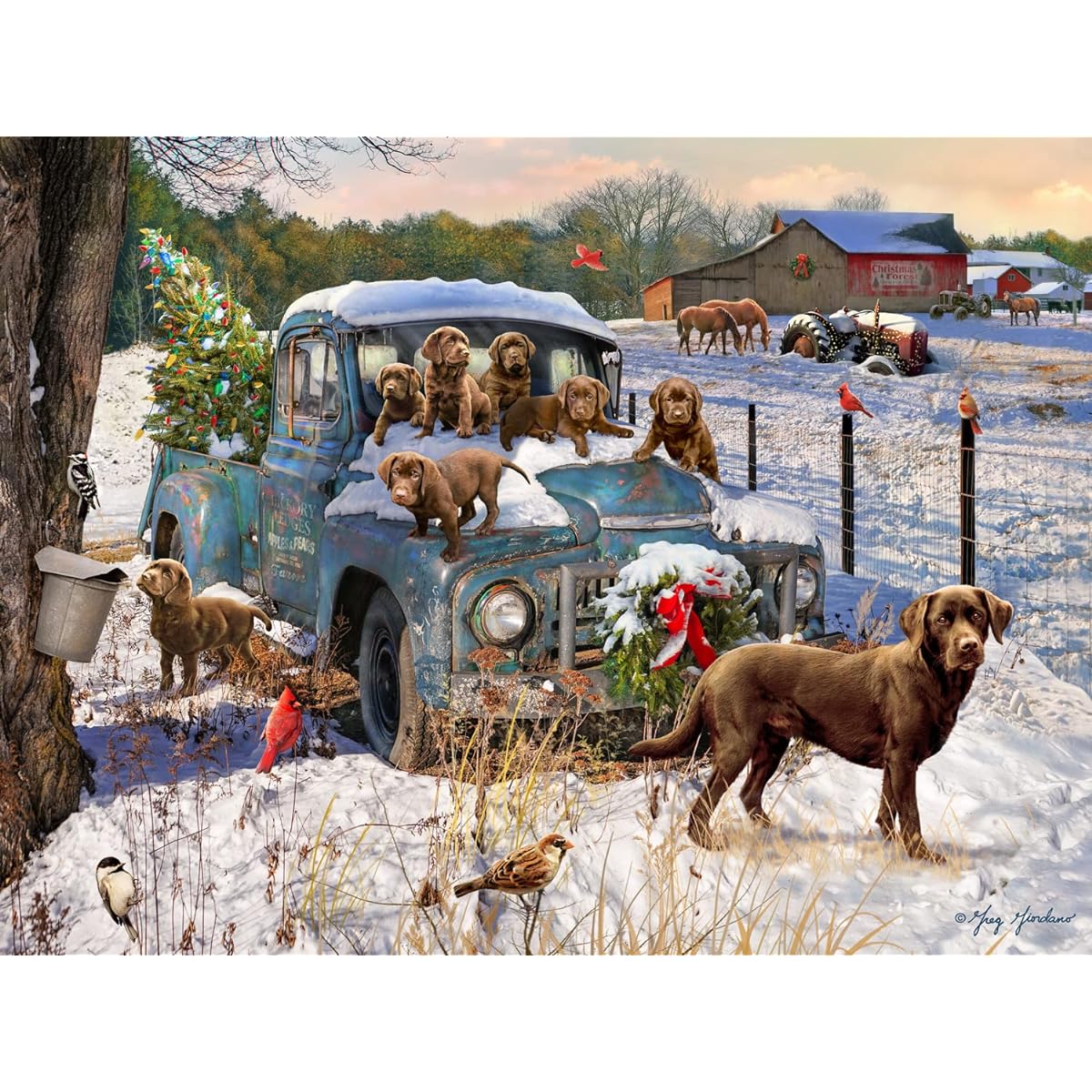 Vermont Christmas Company Puppy Christmas Jigsaw Puzzle 550 Piece