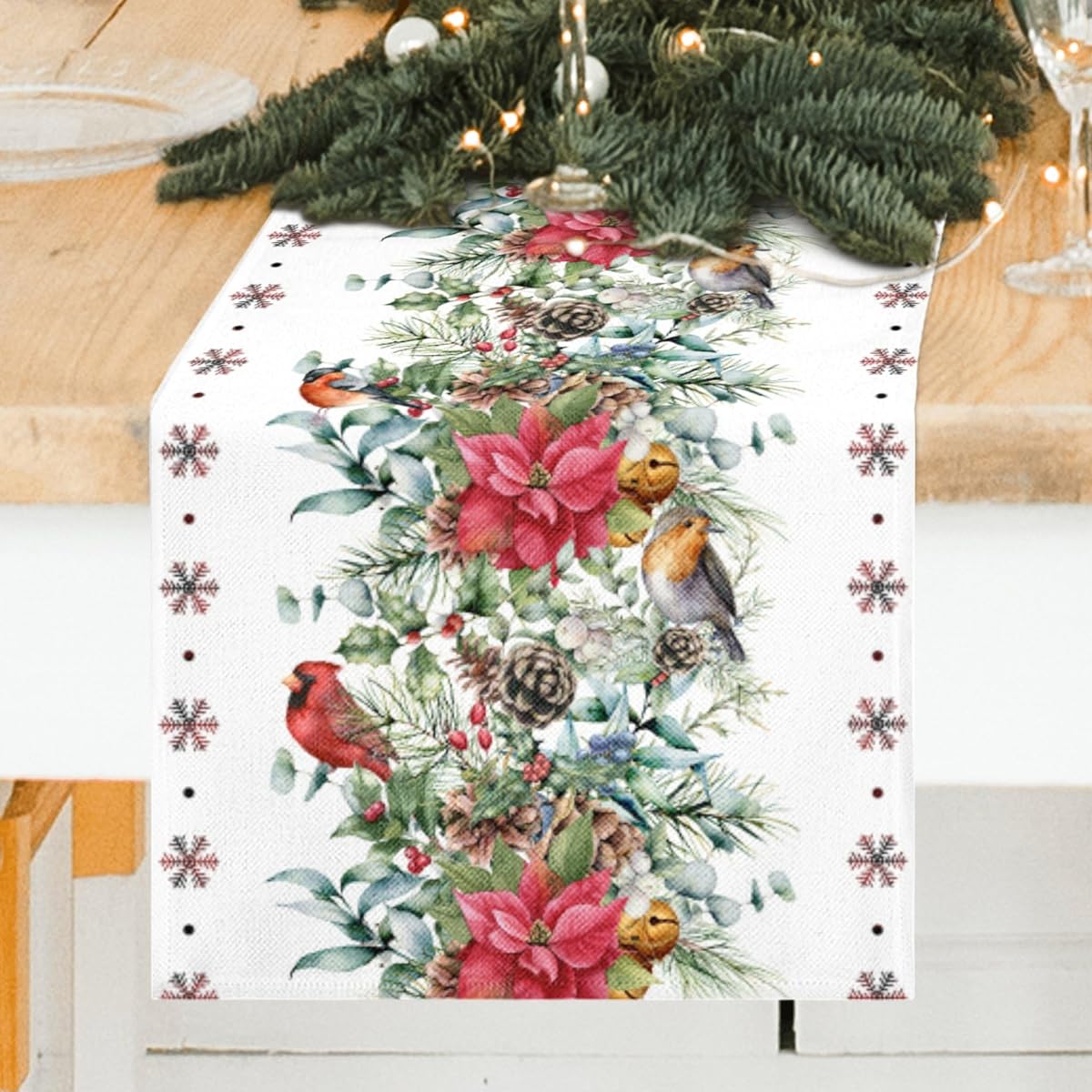 Christmas Decorations Table Runner 72" Long Winter Christmas Table Runner Farmhouse Indoor Christmas Home Decor