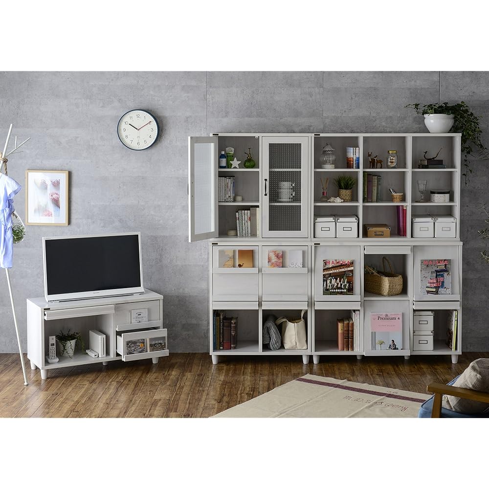 Sato Sangyo NEFLAS Open Shelf Width 75cm Depth 30cm Height 80cm White 3 Tier Shelf Can Be Placed Above Movable Shelf NF80-75OP WH