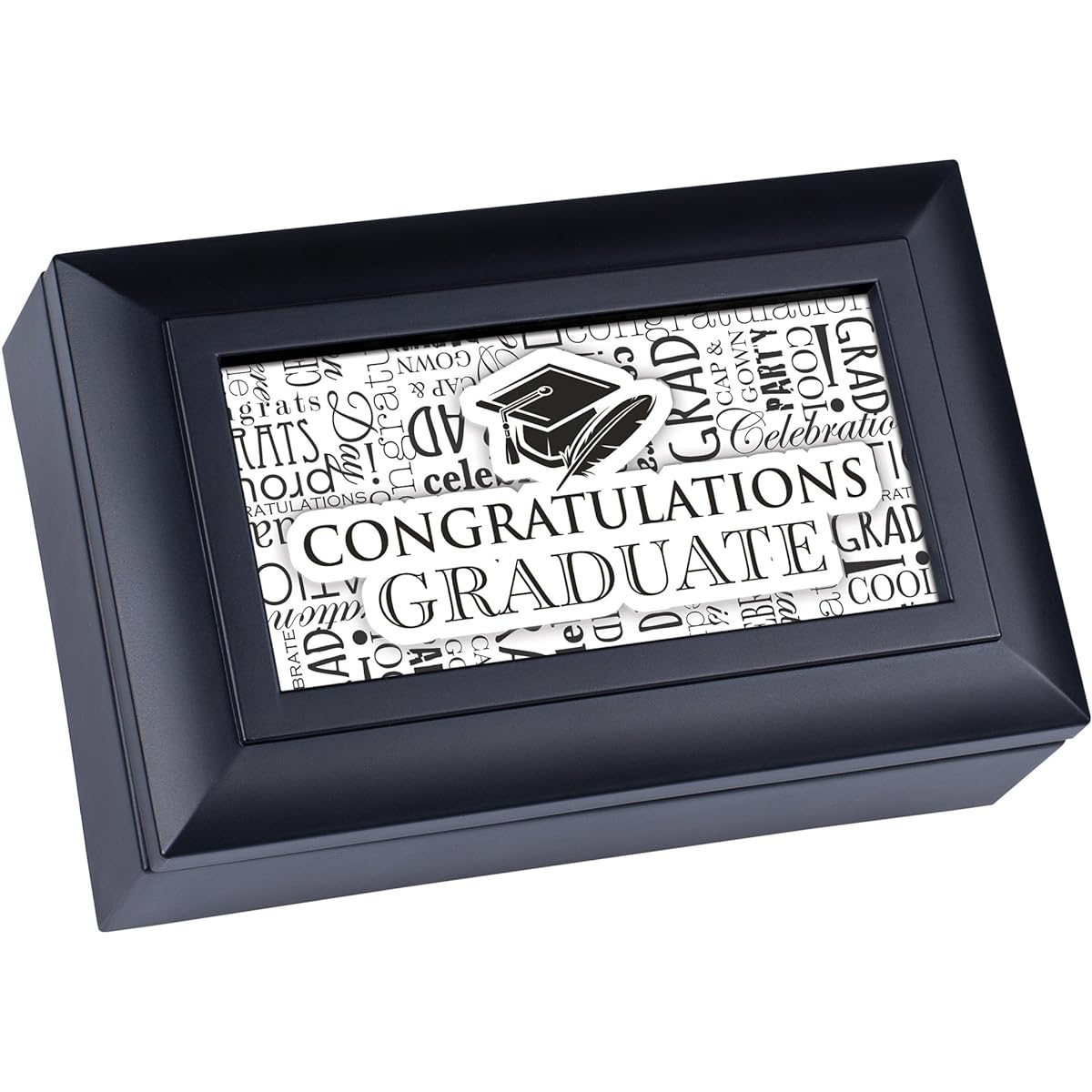 Congratulations Graduate Black Petite Music Box Plays Pomp and Circumstance