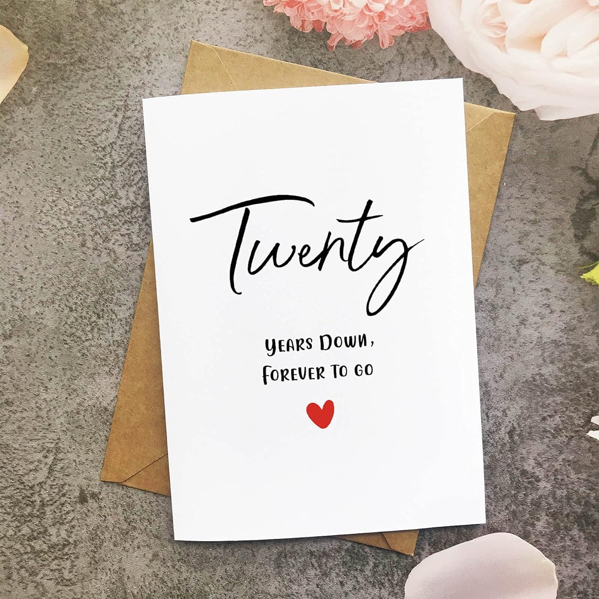 20th Anniversary Card 20 Years Down Forever To Go Romantic Valentine's Day Wedding Card for Couples