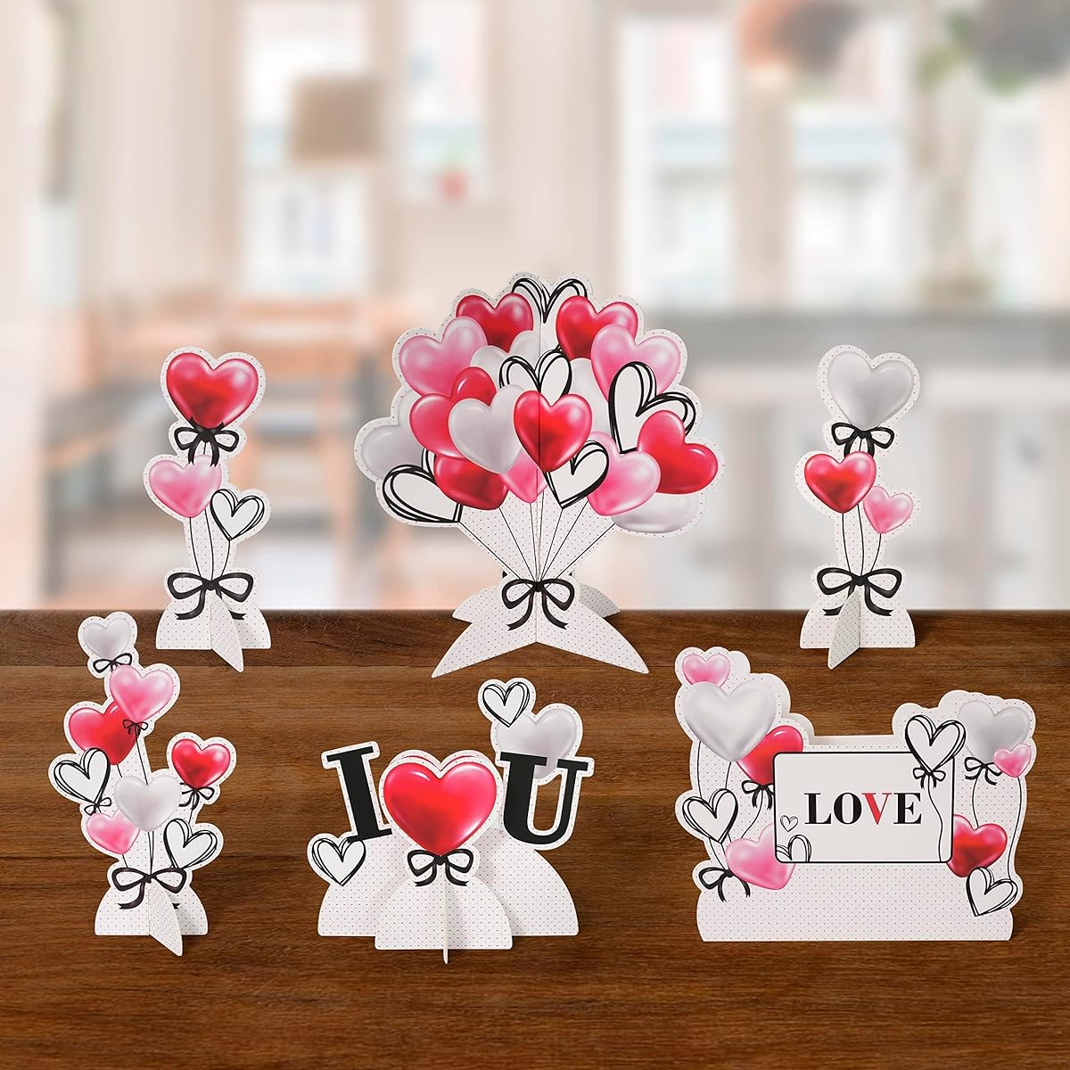 6pcs Love Heart Centerpieces for Table Decoration Valentine's Day Decorations Wedding Engagement Bridal Shower Mother's Day Party Supplies