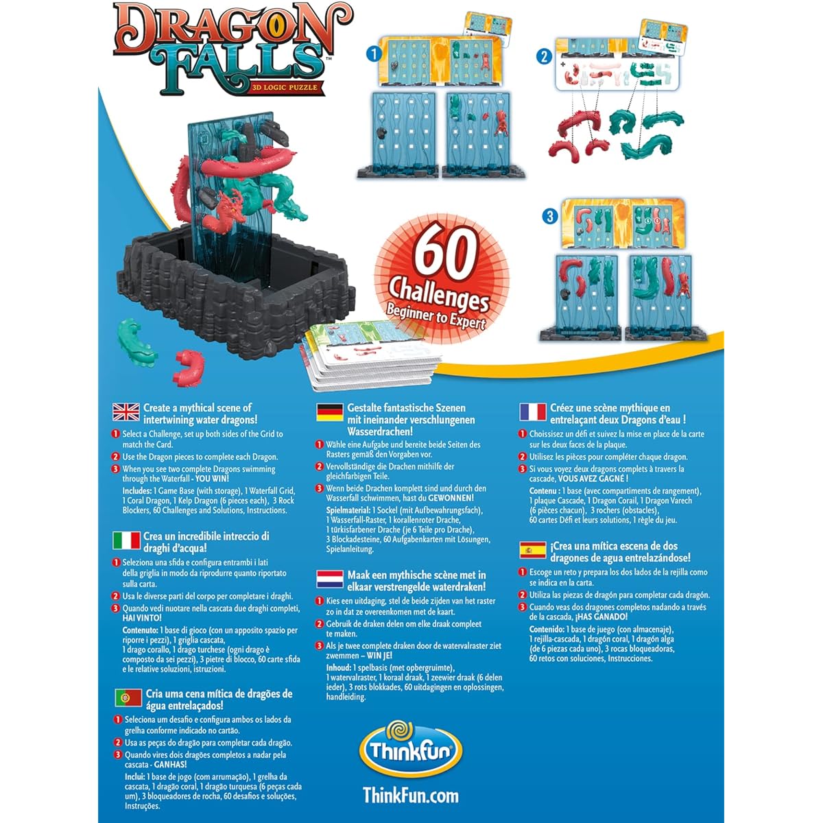 ThinkFun 76496 Dragon Falls - 3D logic game, for children and adults, board game for 1 player, ages 8 and up