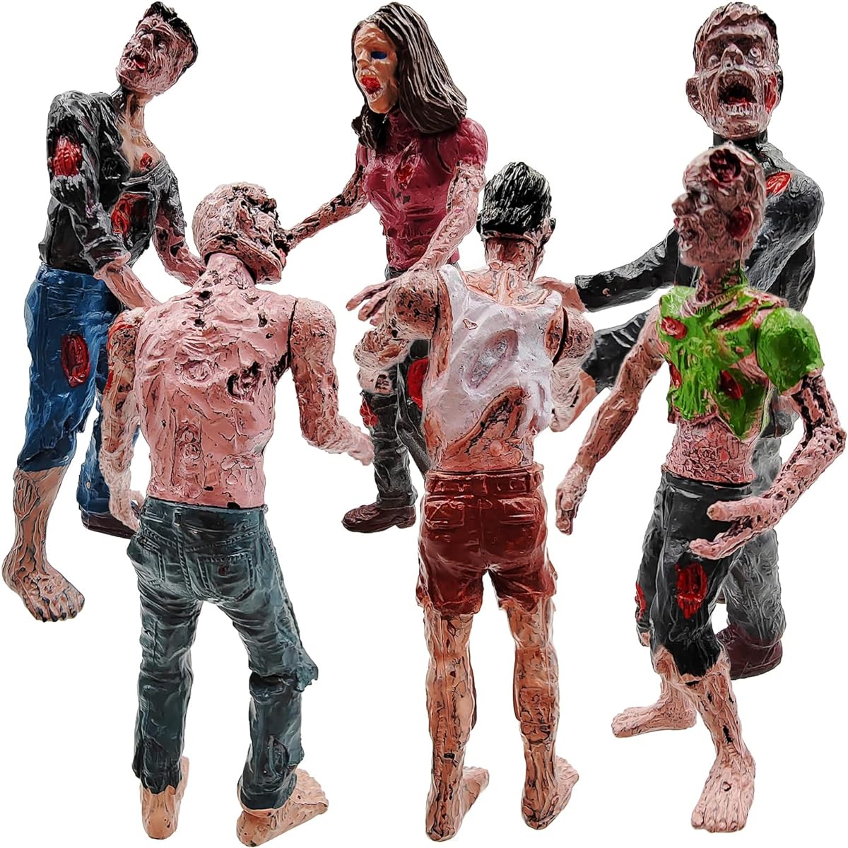 Marysay 6 Pack Zombie Action Figures with Movable/Detachable Joints Dead Walking Toy Soldier Playset for Toddlers Ages 6 7 8 9 Boys Girls Kids