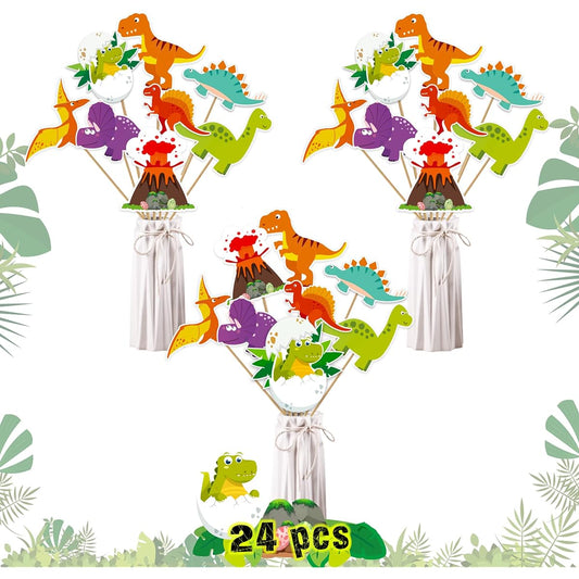 24 Pieces Dinosaur Party Centerpieces Table Decorations Dinosaur Small Centerpieces Table Toppers Kids Dinosaur Theme Birthday Party Supplies Baby Shower Decorations