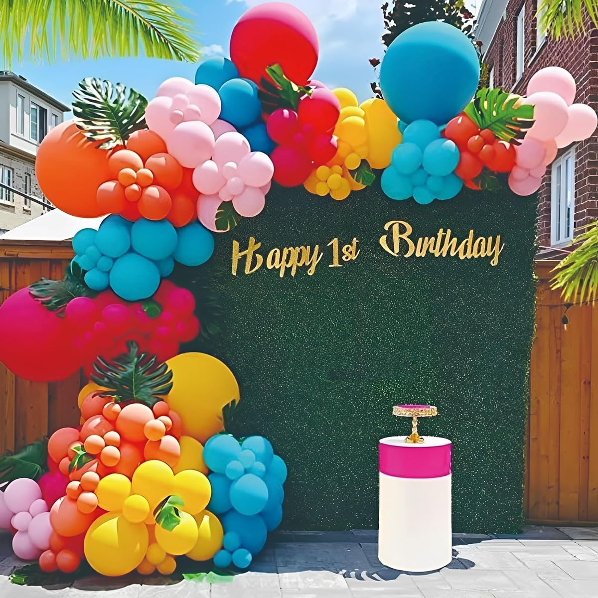 Tropical Balloon Garland Arch Kit 165 Pieces Blue Yellow Pink Rose Red Coral Red Latex Balloons Summer Hawaiian Pool Beach Birthday Party Decorations