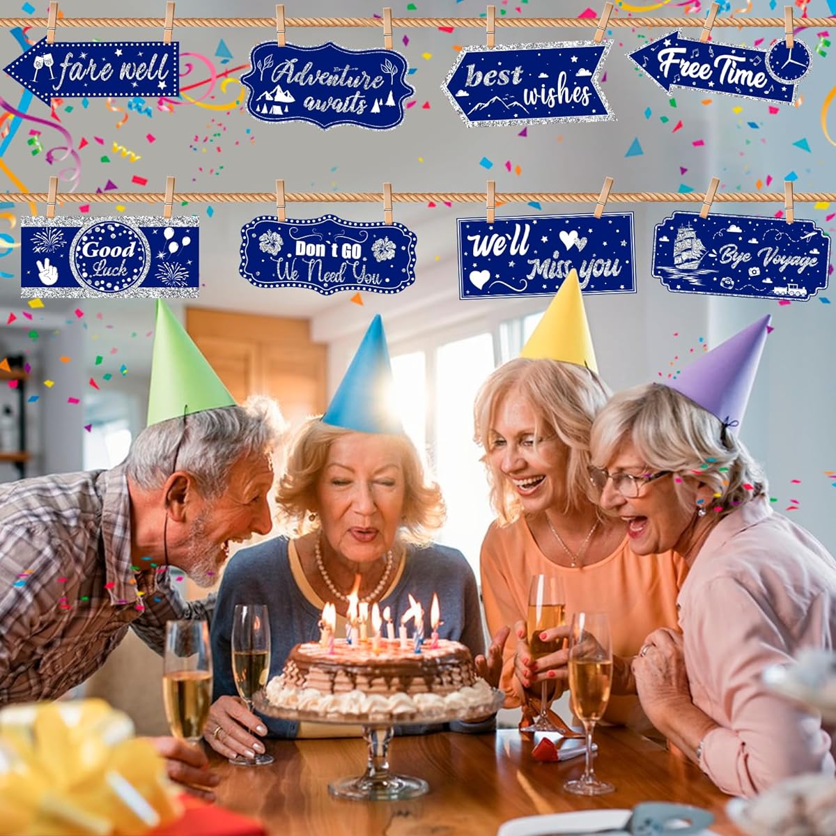 20pcs Retirement Party Centerpieces Retirement Party Decorations Navy Blue Silver We Will Miss You Sign Decorations for Going Away Party Farewell Party Retirement Party Table Decor